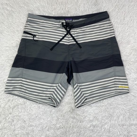 Patagonia Other - Patagonia‎ Shorts Mens 38 Gray Striped Wavefarer Printed Board Short Swim Pocket